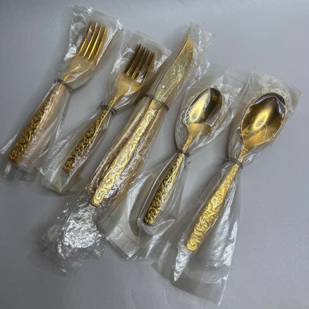 40 Pc International Silver Americana Golden Heritage Gold Electroplate Flatware